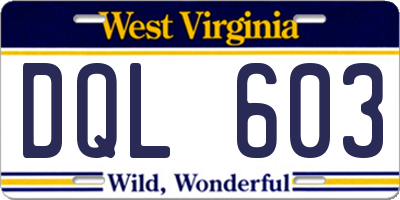 WV license plate DQL603
