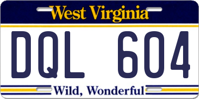 WV license plate DQL604