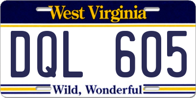 WV license plate DQL605