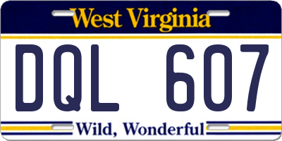 WV license plate DQL607