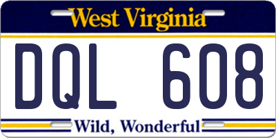 WV license plate DQL608
