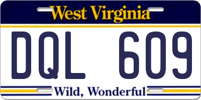 WV license plate DQL609