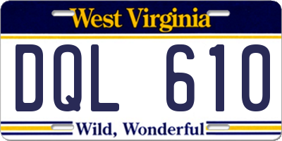 WV license plate DQL610