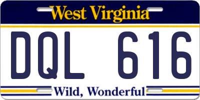 WV license plate DQL616