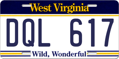 WV license plate DQL617