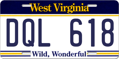 WV license plate DQL618