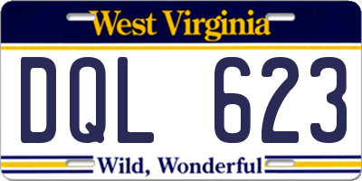 WV license plate DQL623