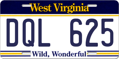 WV license plate DQL625