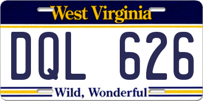 WV license plate DQL626