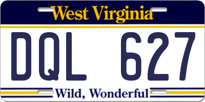 WV license plate DQL627