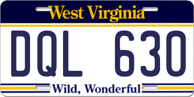 WV license plate DQL630