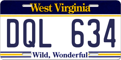 WV license plate DQL634