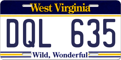 WV license plate DQL635