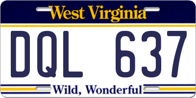 WV license plate DQL637