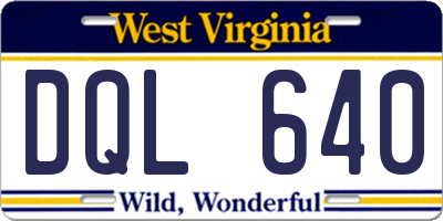 WV license plate DQL640