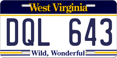 WV license plate DQL643