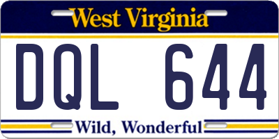 WV license plate DQL644