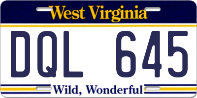 WV license plate DQL645