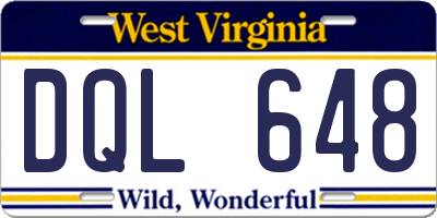 WV license plate DQL648