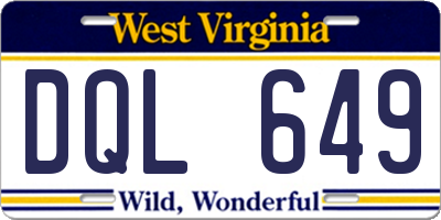 WV license plate DQL649