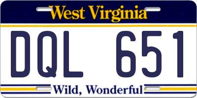WV license plate DQL651