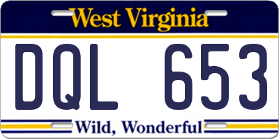 WV license plate DQL653