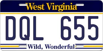 WV license plate DQL655