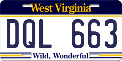 WV license plate DQL663