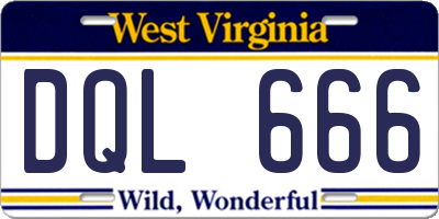 WV license plate DQL666