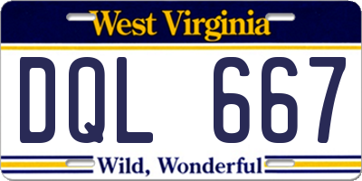 WV license plate DQL667