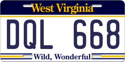 WV license plate DQL668