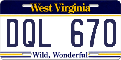 WV license plate DQL670