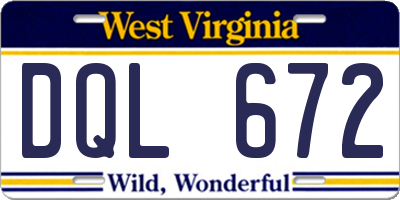 WV license plate DQL672