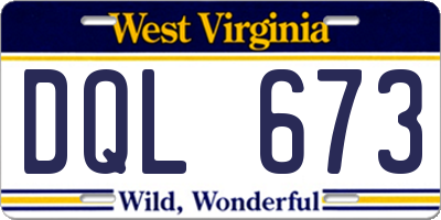 WV license plate DQL673