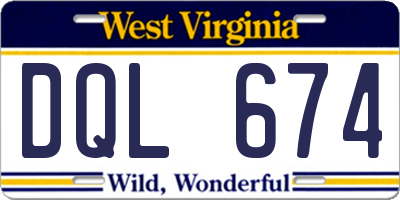 WV license plate DQL674