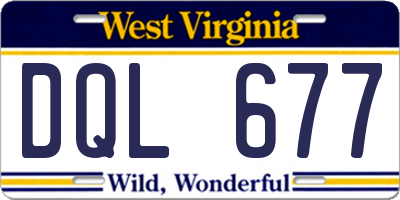 WV license plate DQL677
