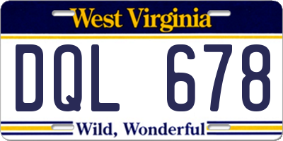 WV license plate DQL678