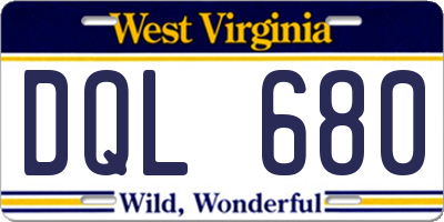 WV license plate DQL680