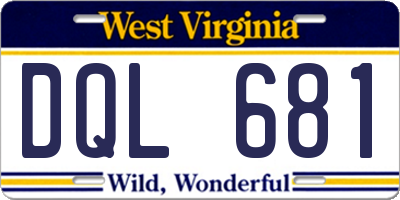 WV license plate DQL681