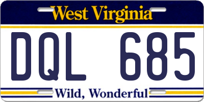 WV license plate DQL685