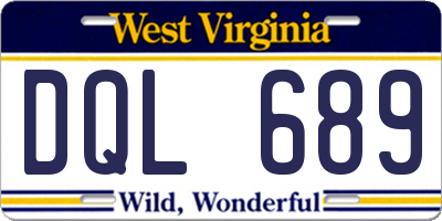 WV license plate DQL689