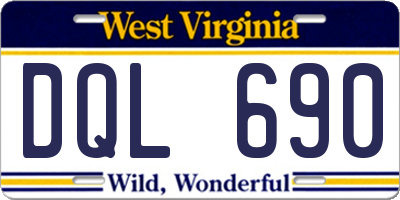 WV license plate DQL690
