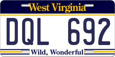 WV license plate DQL692