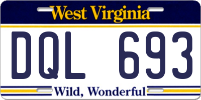 WV license plate DQL693
