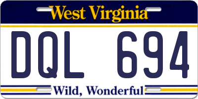 WV license plate DQL694