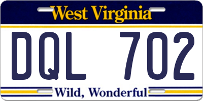 WV license plate DQL702