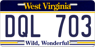 WV license plate DQL703