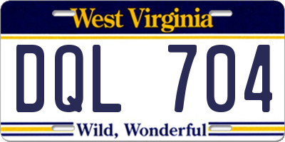 WV license plate DQL704