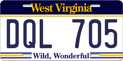 WV license plate DQL705
