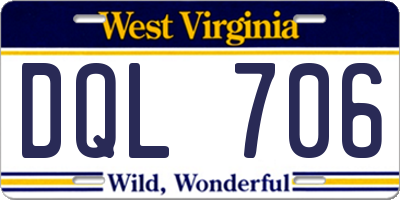 WV license plate DQL706